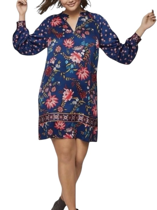 LOFT Dresses & Skirts - LOFT Wildflower Satin Shift Dress w/ Cuffed Balloon sleeves in Vibrant Colors MP